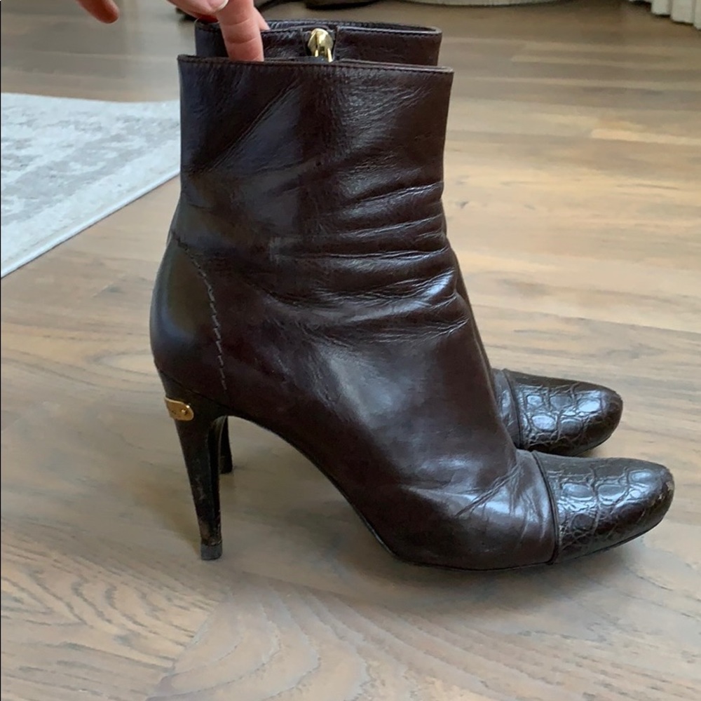 Louis Vuitton brown heel booties